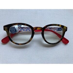 New Tartan Tortoise Red Round Peepers BLUE LIGHT FILTERING Reading Glasses +1.50